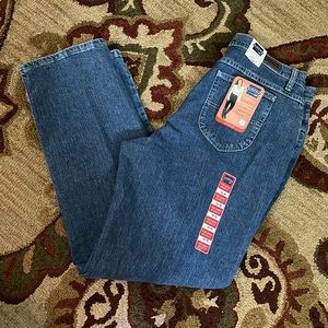 LEE JEANS Size 16M 36Wx33L Misses Relaxed Fit "Liberty Blue" Tapered Leg $64 NEW